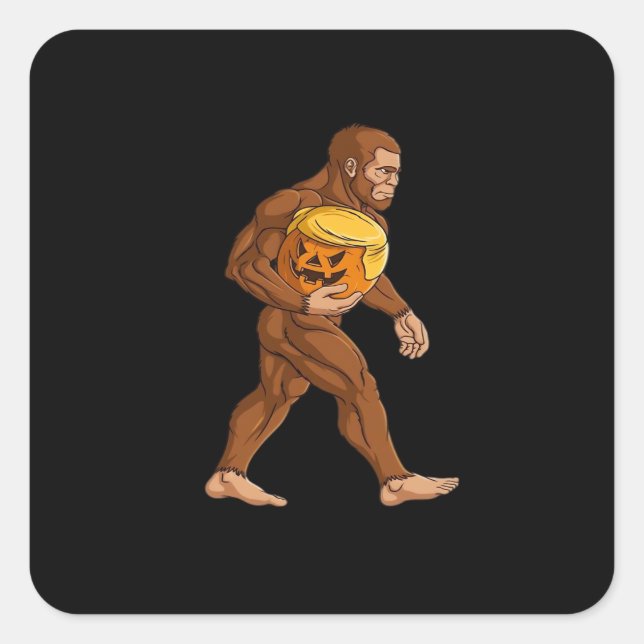 Bigfoot Halloween Trumpkin Pumpkin Classic Square Sticker (Front)