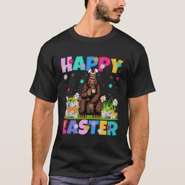 Bigfoot Happy Easter Bunny Bigfoot Easter Sunday T-Shirt (Front)