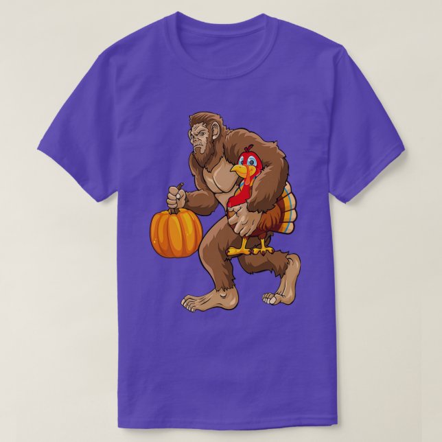 Bigfoot Happy Thanksgiving Celebration Turkey Love T-Shirt (Design Front)