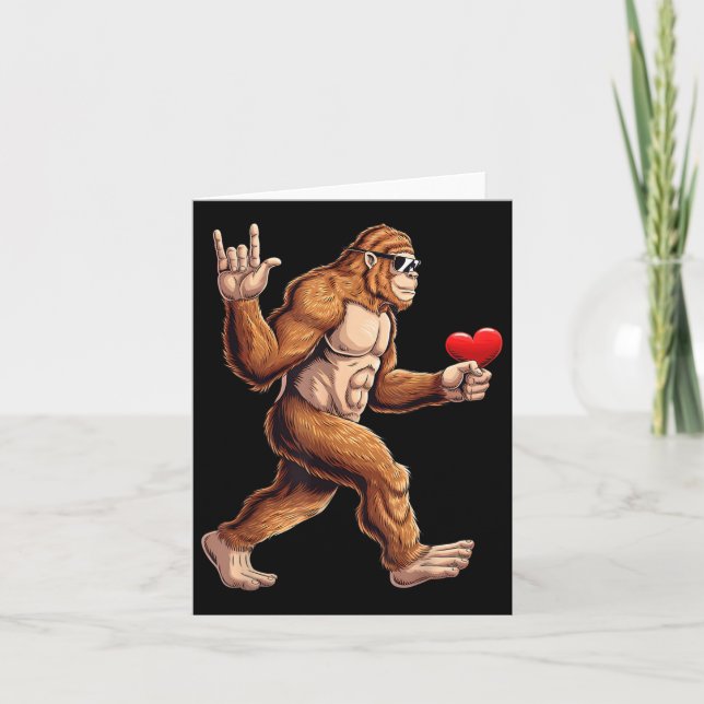 Bigfoot Heart Funny Valentines Day Boys Kids Men S Card (Front)