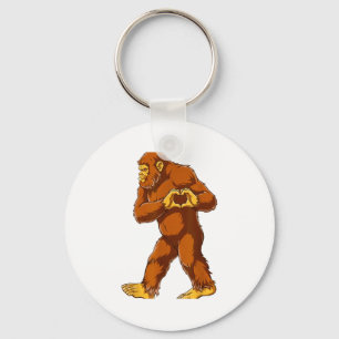 Bigfoot Heart Hands Funny Sasquatch Lover Valentin Key Ring