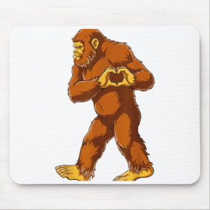 Bigfoot Heart Hands Funny Sasquatch Lover Valentin Mouse Mat