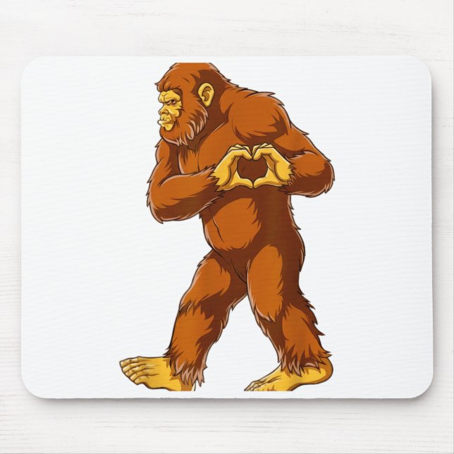 Bigfoot Heart Hands Funny Sasquatch Lover Valentin Mouse Mat (Front)