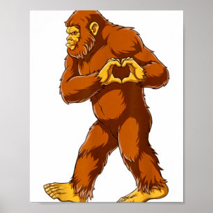 Bigfoot Heart Hands Funny Sasquatch Lover Valentin Poster