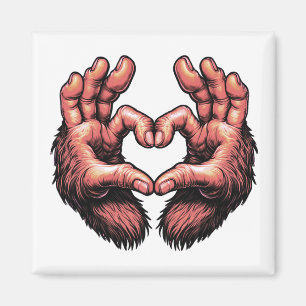 Bigfoot Heart Hands Magnet