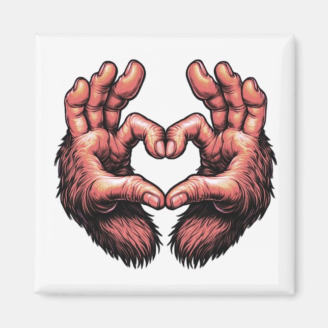 Bigfoot Heart Hands Magnet (Front)
