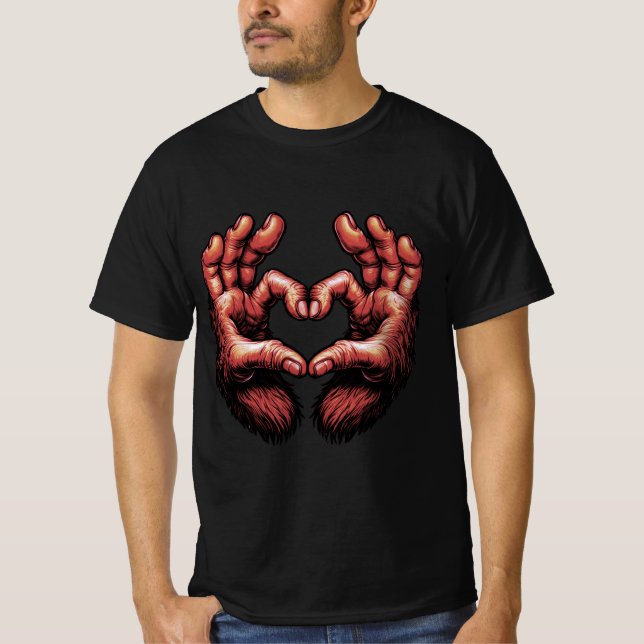 Bigfoot Heart Hands T-Shirt (Front)