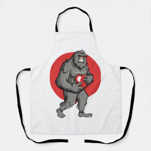 bigfoot heart valentines day apron