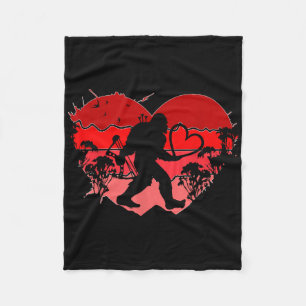 Bigfoot Heart Valentines Day Bigfoot Valentine  Fleece Blanket