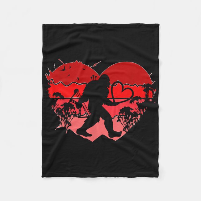Bigfoot Heart Valentines Day Bigfoot Valentine  Fleece Blanket (Front)