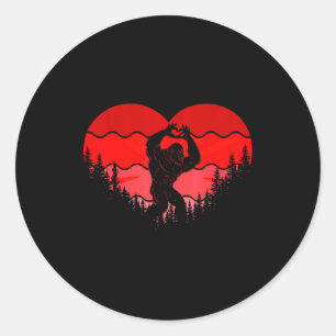 Bigfoot Heart Valentine's Day Boys Girls Kids Love Classic Round Sticker