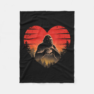 Bigfoot Heart Valentines Day Boys Girls Kids Love Fleece Blanket
