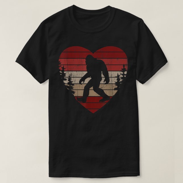 Bigfoot Heart Valentine's Day Boys Girls Kids Love T-Shirt (Design Front)
