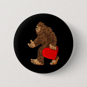 Bigfoot Heart Valentine's Day Boys Girls Kids Sasq 6 Cm Round Badge