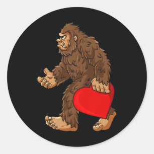 Bigfoot Heart Valentine's Day Boys Girls Kids Sasq Classic Round Sticker