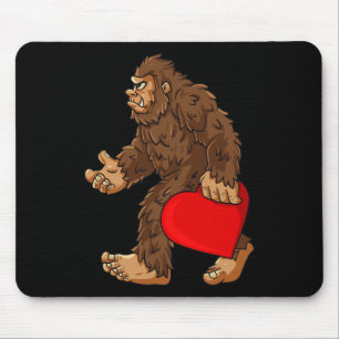 Bigfoot Heart Valentine's Day Boys Girls Kids Sasq Mouse Mat