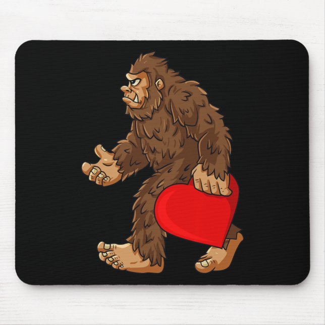 Bigfoot Heart Valentine's Day Boys Girls Kids Sasq Mouse Mat (Front)
