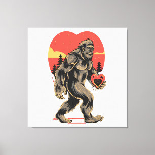 bigfoot heart valentines day canvas print