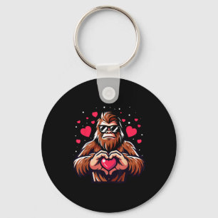 Bigfoot Heart Valentines Day Funny Sasquatch Boys Key Ring