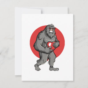 bigfoot heart valentines day holiday card