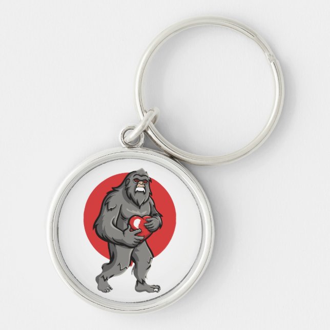 bigfoot heart valentines day key ring (Front)