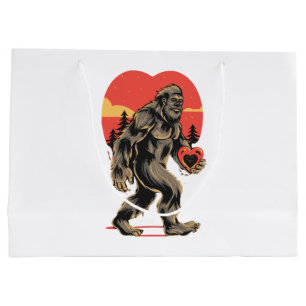 bigfoot heart valentines day large gift bag