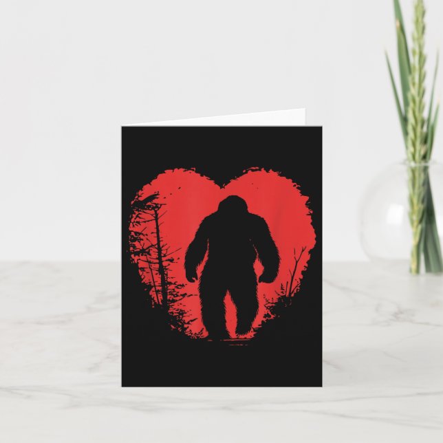 Bigfoot Heart Valentines Day Men Girl Love Sasquat Card (Front)