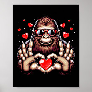 Bigfoot Heart Valentines Day Shirts Boys Kids Sasq Poster