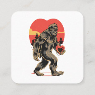 bigfoot heart valentines day square business card