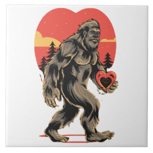 bigfoot heart valentines day tile