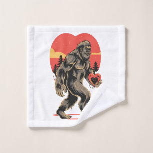 bigfoot heart valentines day wash cloth