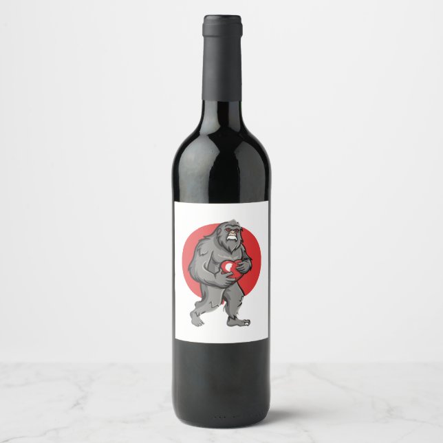 bigfoot heart valentines day wine label (Front)