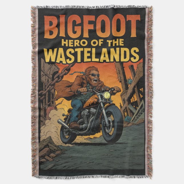 Bigfoot Hero of the Wastelands Comic Book Cover Throw Blanket (Front Vertical)