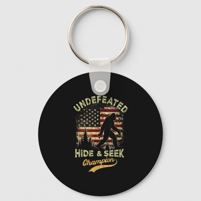 Bigfoot hide and seek champion funny sasquatch key ring (Front)