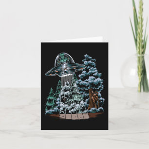 Bigfoot Hiding From Alien In A UFO Behind A Tree F Card