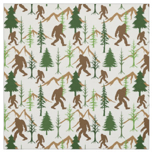 Bigfoot Hiding in the Forest Pattern Fabric