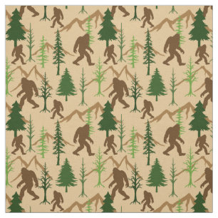 Bigfoot Hiding in the Forest Sasquatch Patterned Fabric