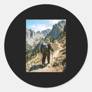 Bigfoot hiking funny sasquatch backpacking classic round sticker