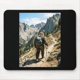 Bigfoot hiking funny sasquatch backpacking mouse mat