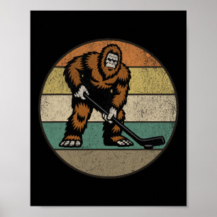 Bigfoot Hockey Retro Vintage 70s Sasquatch Hockey  Poster