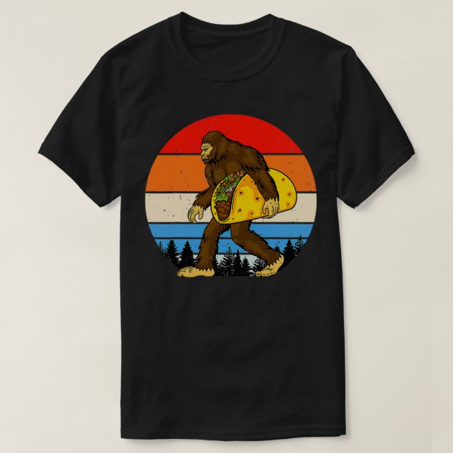 Bigfoot Holding A Taco T-Shirt (Design Front)