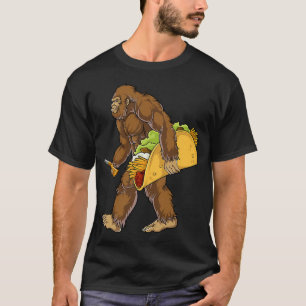 Bigfoot Holding A Tacocarrying A Taco Sasquatch T-Shirt