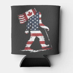 Bigfoot Holding Canada Flag 51st State Trump Can Cooler