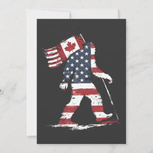 Bigfoot Holding Canada Flag 51st State Trump  Holiday Card