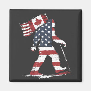 Bigfoot Holding Canada Flag 51st State Trump  Magnet