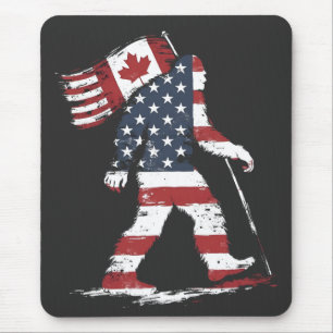 Bigfoot Holding Canada Flag 51st State Trump Mouse Mat