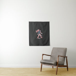 Bigfoot Holding Canada Flag 51st State Trump Tapestry