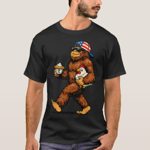 Bigfoot Holding Pi Math Chicken Funny Pi Day Teach T-Shirt
