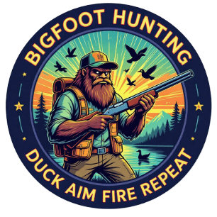 Bigfoot Hunting Duck Aim Fire Repeat T-Shirt