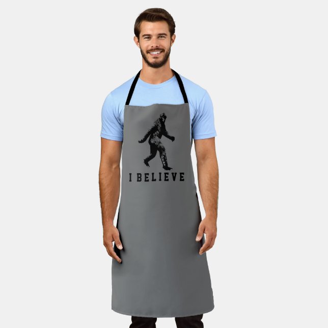 Bigfoot I Believe Customisable Text Apron (Worn)